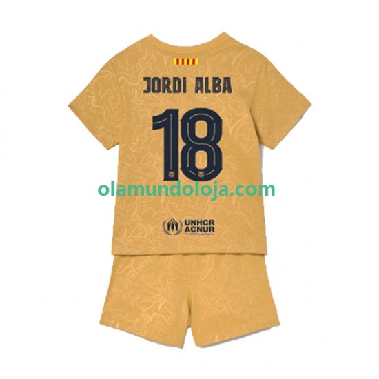 Camisola FC Barcelona Jordi Alba 18 Criança Equipamento Segundo 2022-2023 Manga Curta